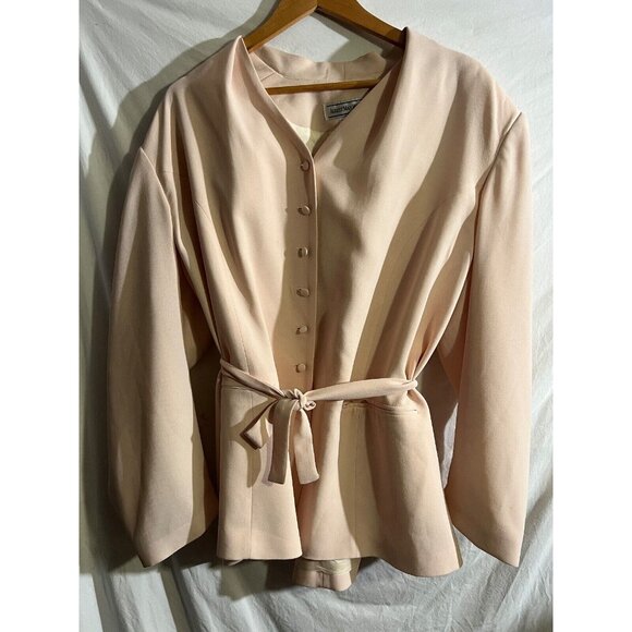August Max Jacket Women Size 20 Blush Pink Long Sleeve Belted Button Fro… - Picture 1 of 3